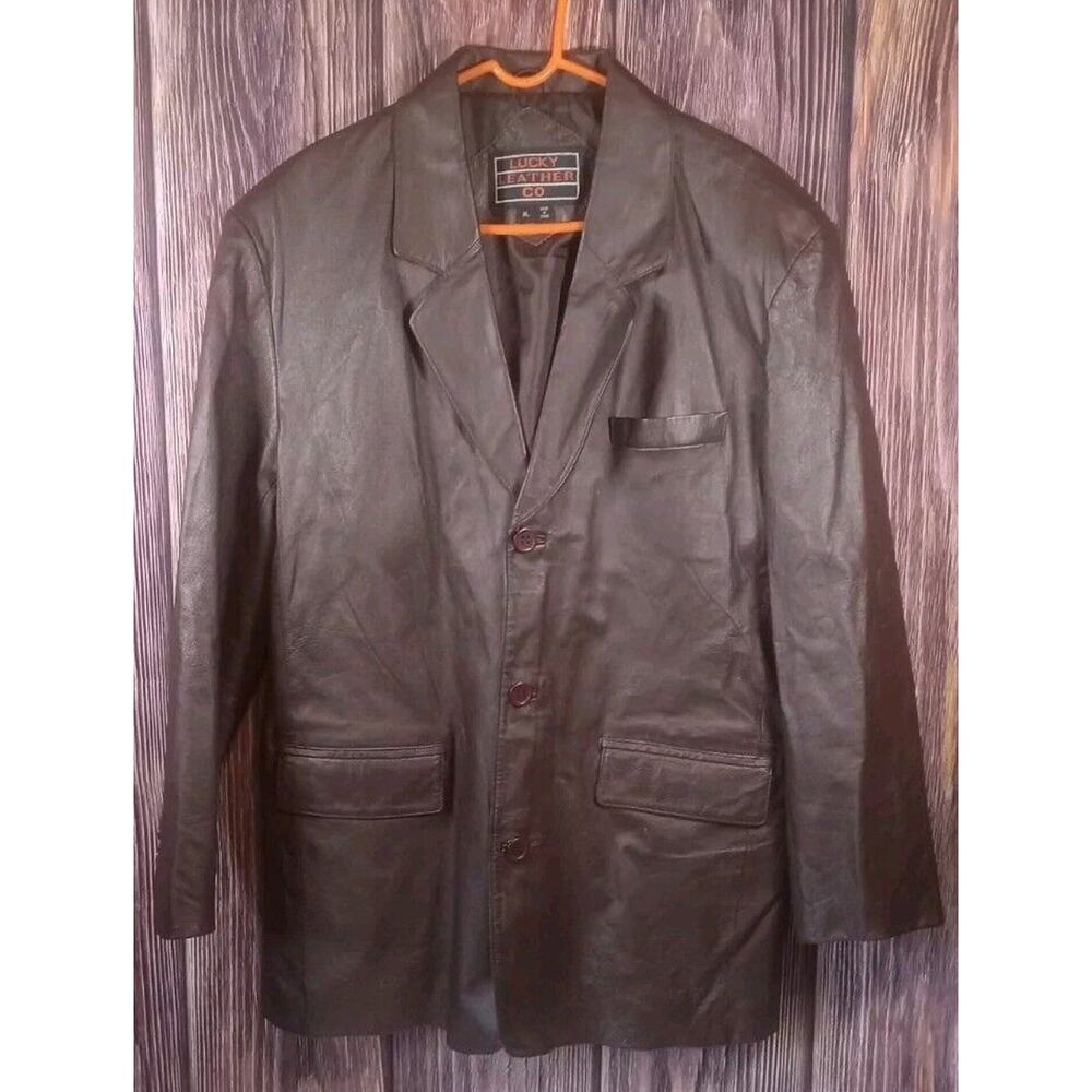 Vintage Lucky Leather Co Jacket Men's Size XL 1970's Brown Blazer
